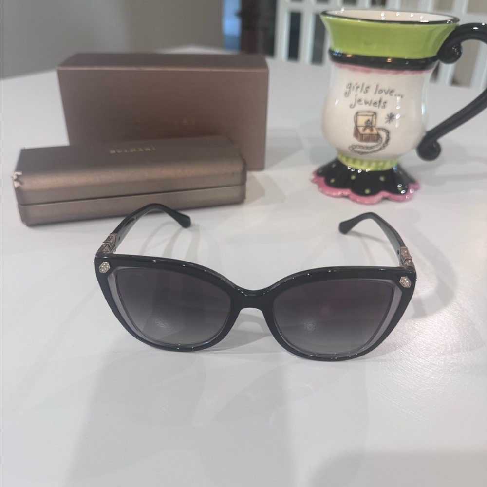 Bulgari Black Sunglasses with Gold Details